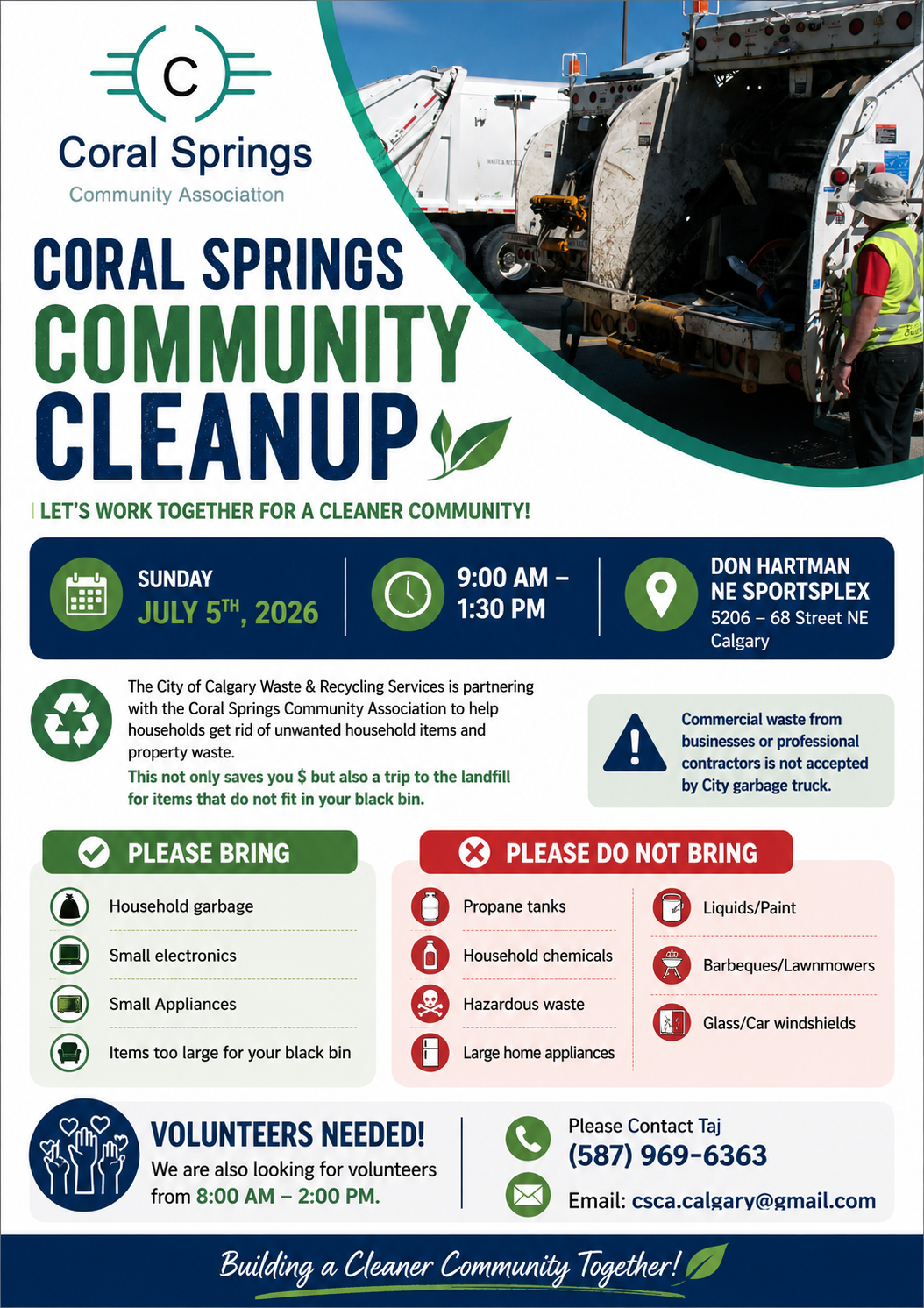 Coral Springs Community Cleanup flyer